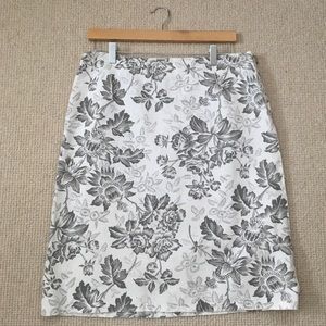J Crew Toile Print Linen Blend Skirt